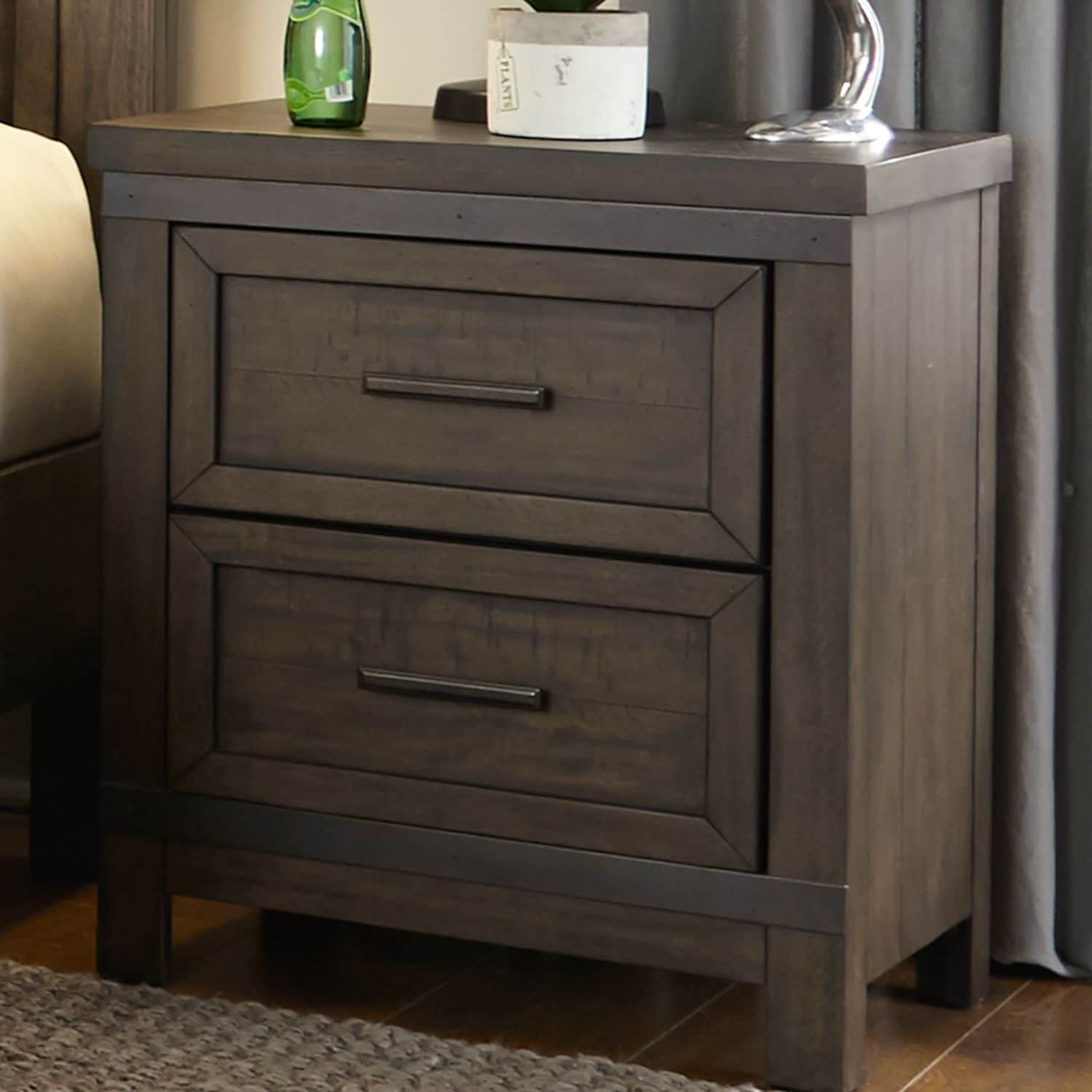 Thornwood Hills Youth Rock Beaten Grey 2 Drawer Night Stand