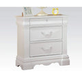 Three Drawer Nightstand With One Hidden Top Drawer And Scalloped Feet White