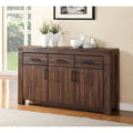 Three Drawers Solid Acacia Wood Sideboard With Three Door Cabinets Brick Brown