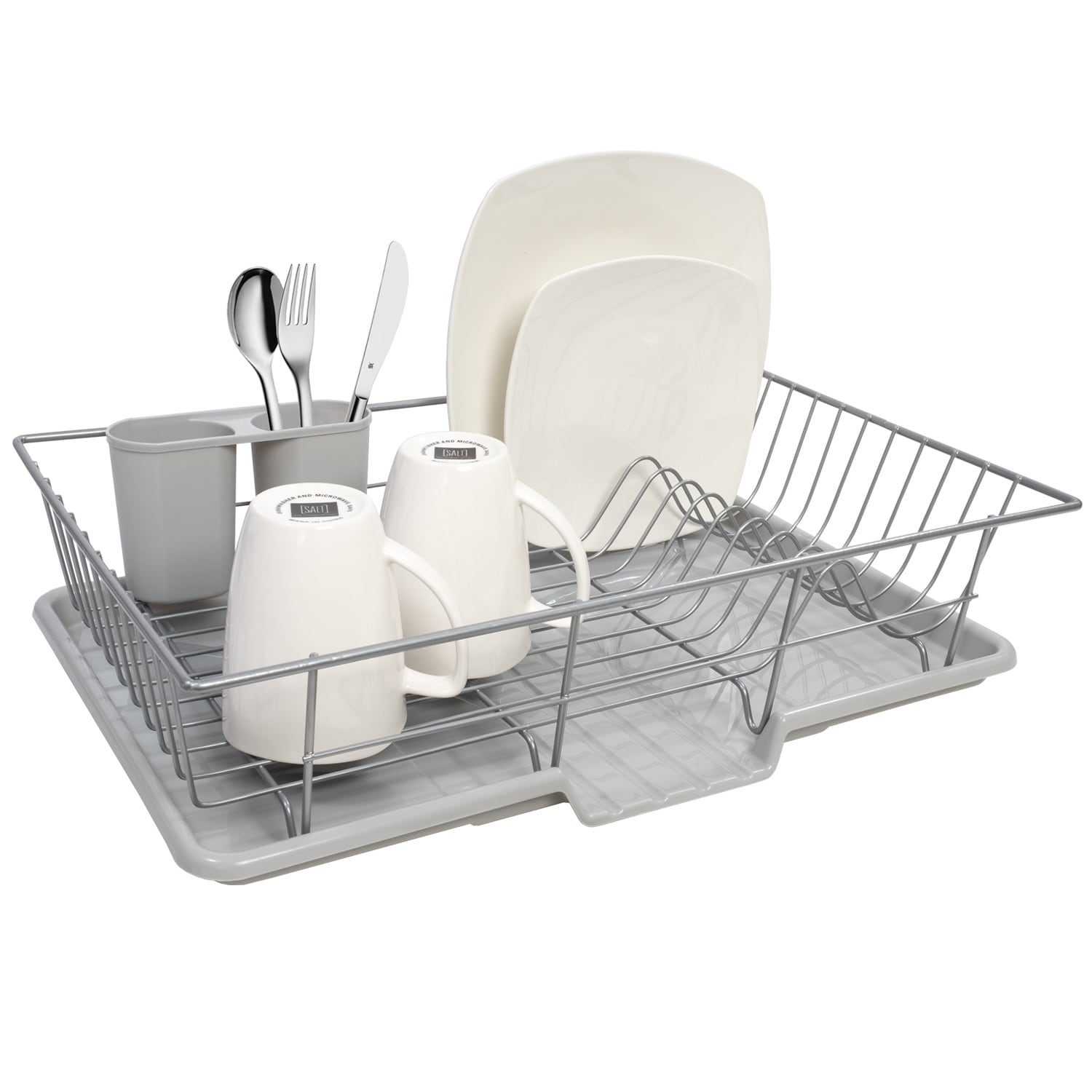 Sweet Home Collection 3 Piece Silver Dish Drainer Set