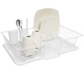Sweet Home Collection White Metal Plastic 3 Piece Dish Drainer Set