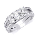 Three Stone 1.20 Carat Engagement Ring Set Round Cut Sterling Silver
