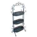 Three Tier Iron Plant Stand In Antique Blue