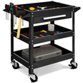Three Tray Rolling Tool Cart Mechanic Cabinet Storage Toolbox Organizer W Drawer