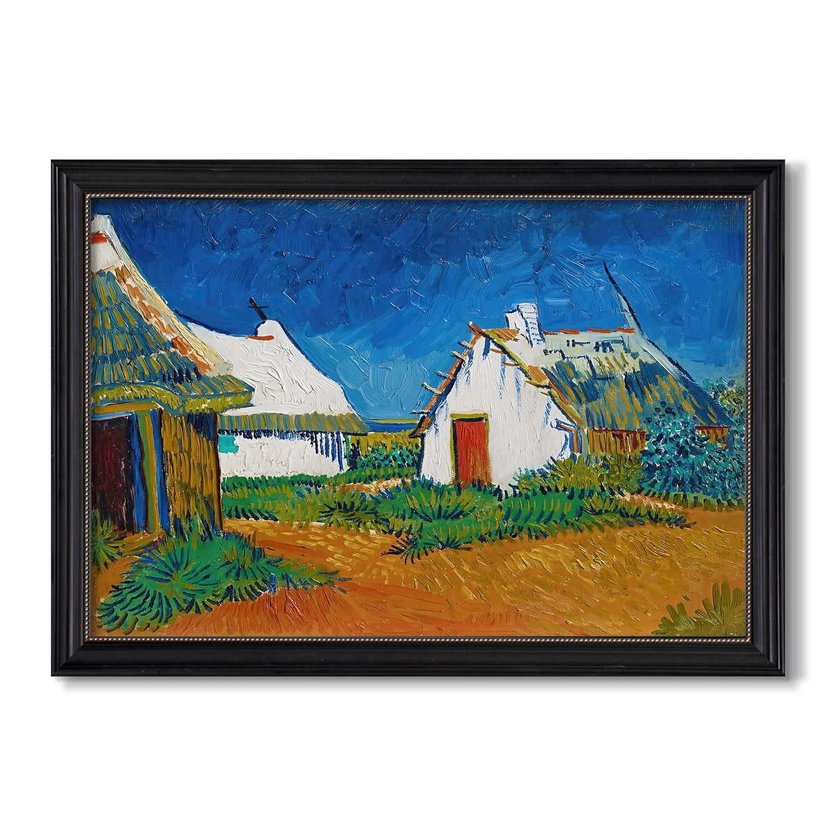 Three White Cottages At 1888 Vincent Van Gogh Custom Framed Canvas