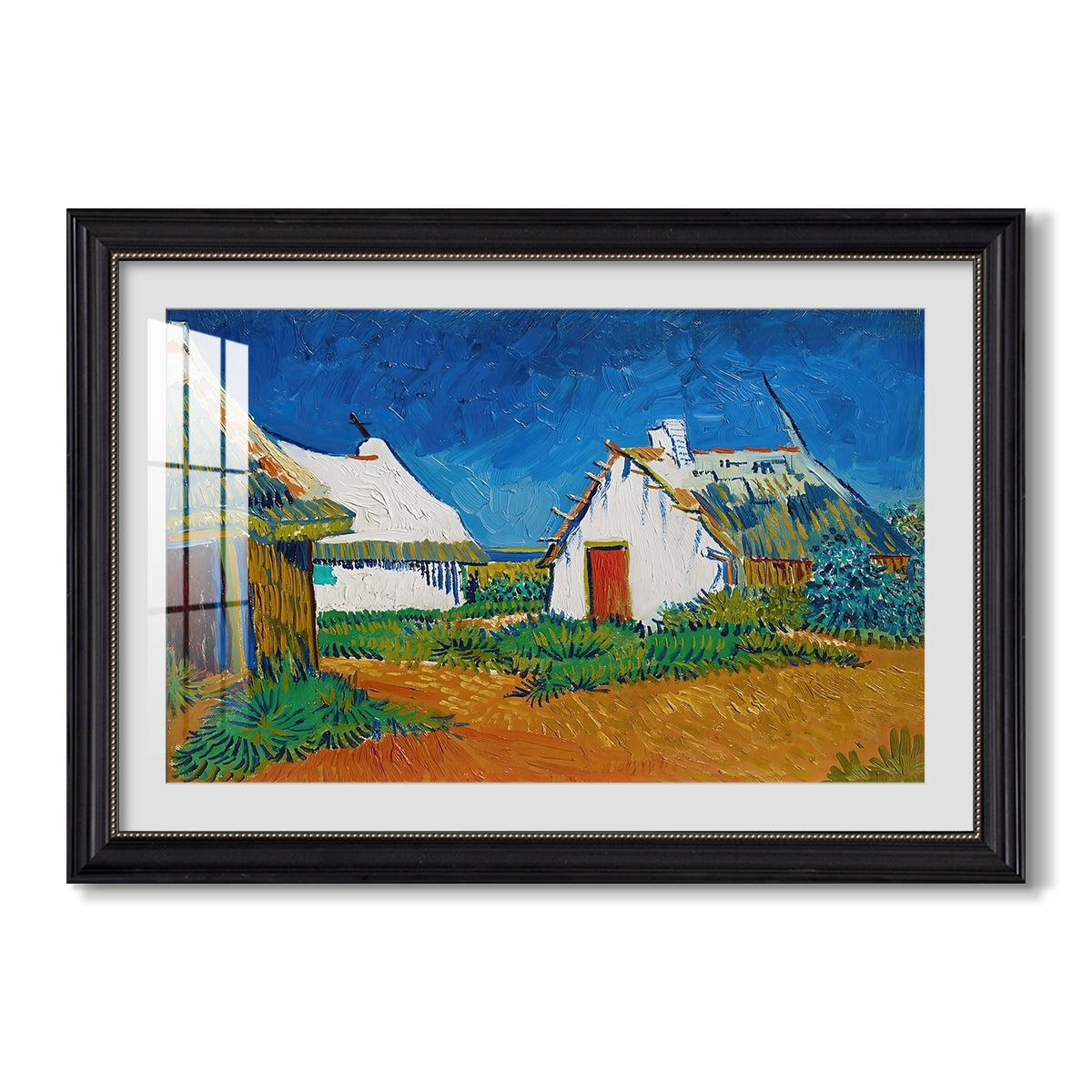 Three White Cottages At 1888 Vincent Van Gogh Custom Framed Print
