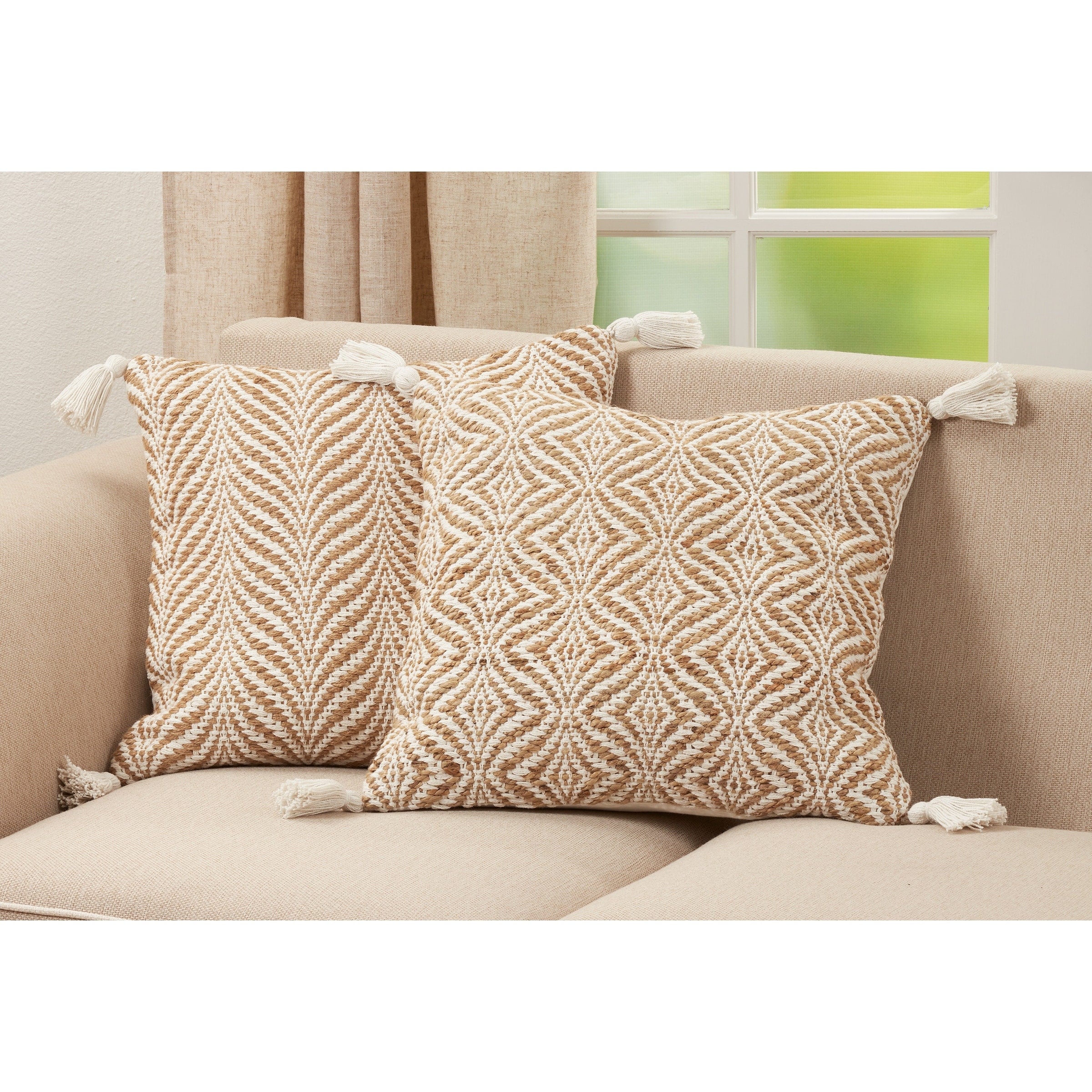 Throw Pillow With Jute Woven Design