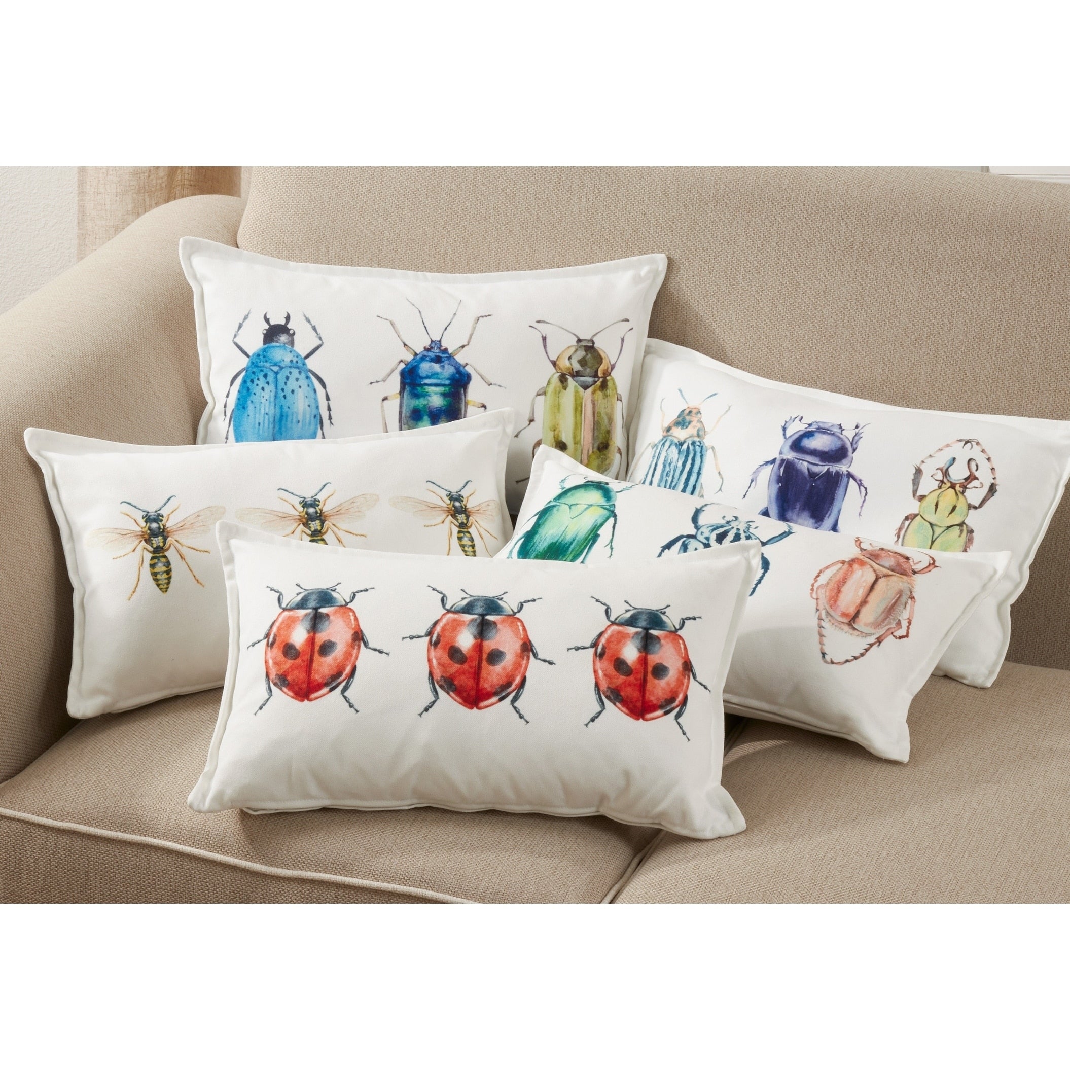 Throw Pillow With Lady Bugs Design