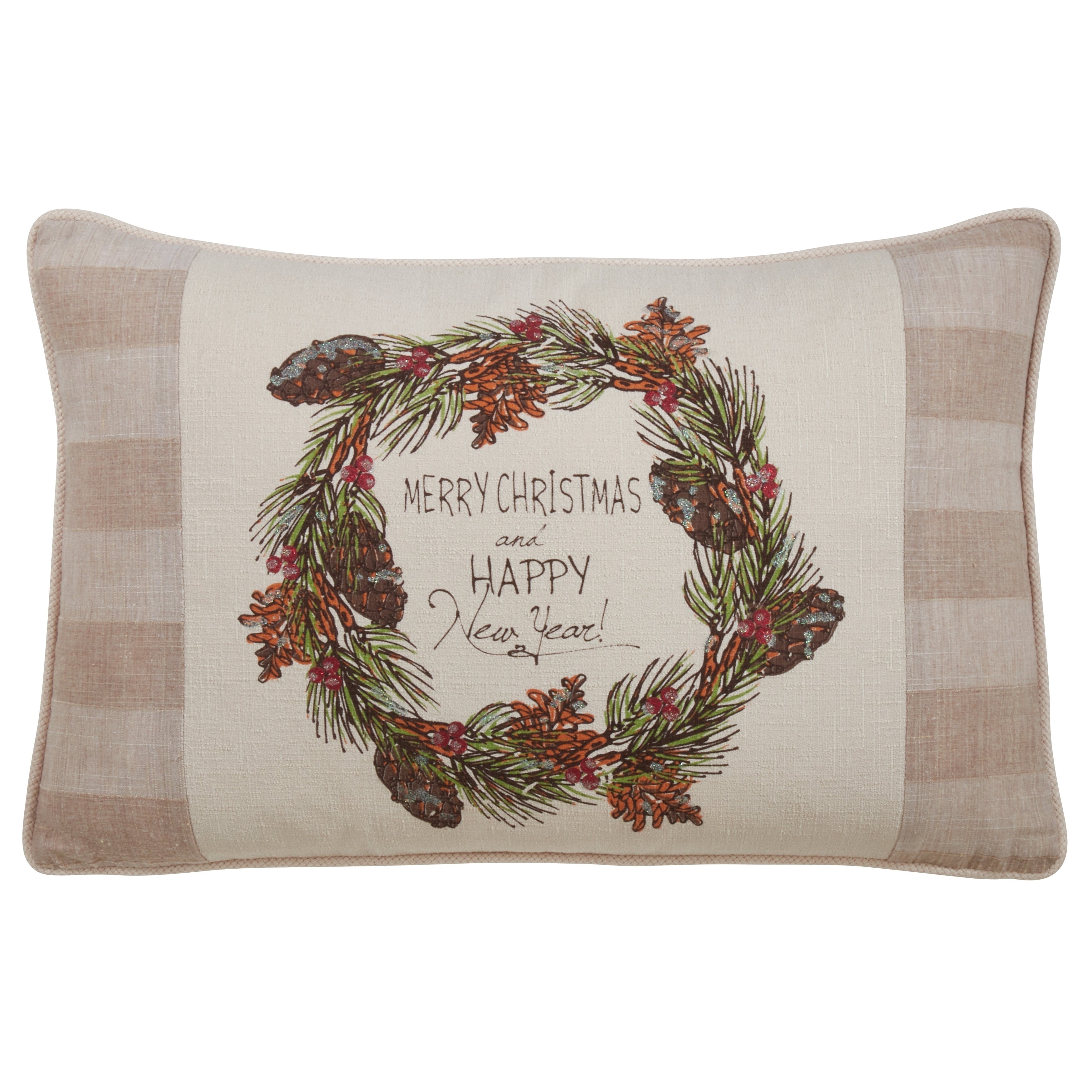 Throw Pillow With Merry Christmas Happy New Year Design