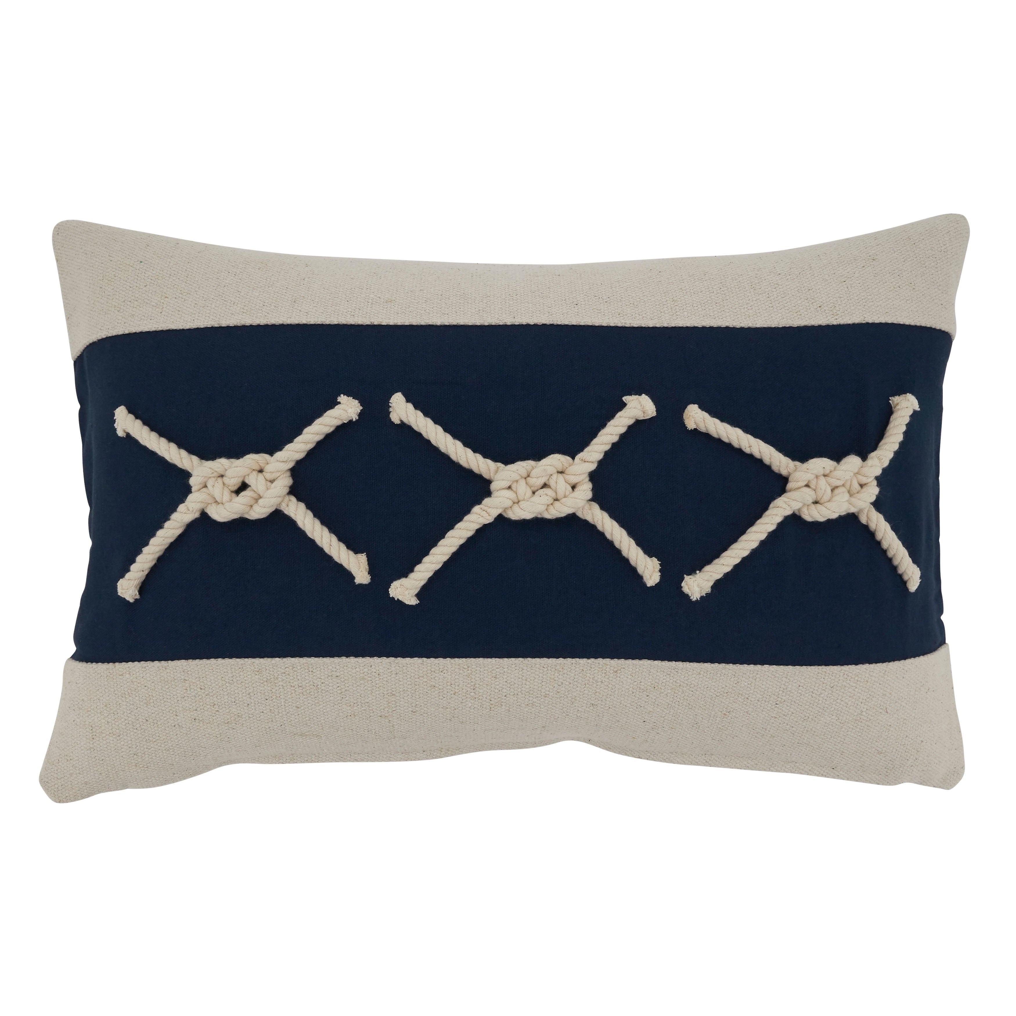 Throw Pillow With Rope Knots Appliqu