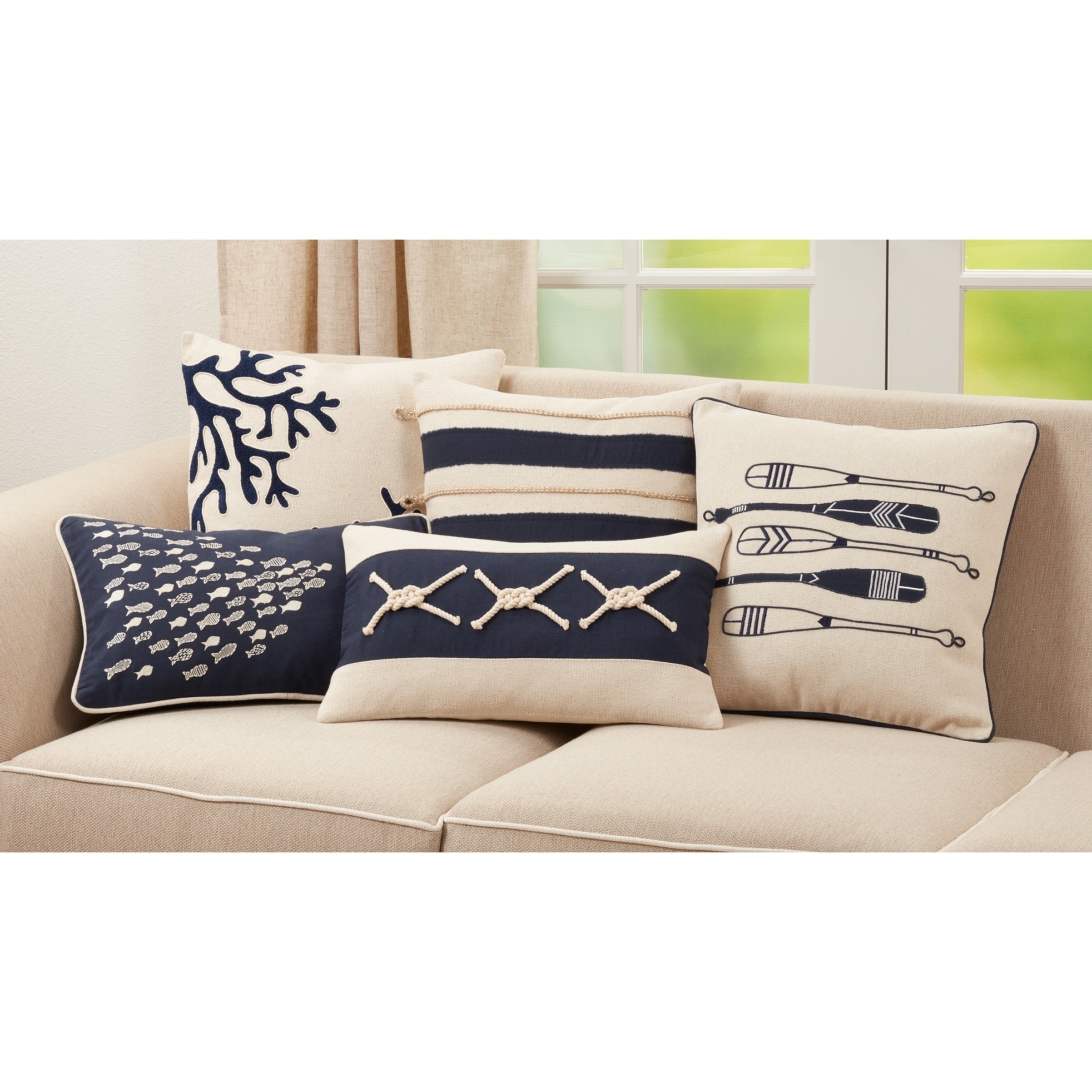 Throw Pillow With School Ofish