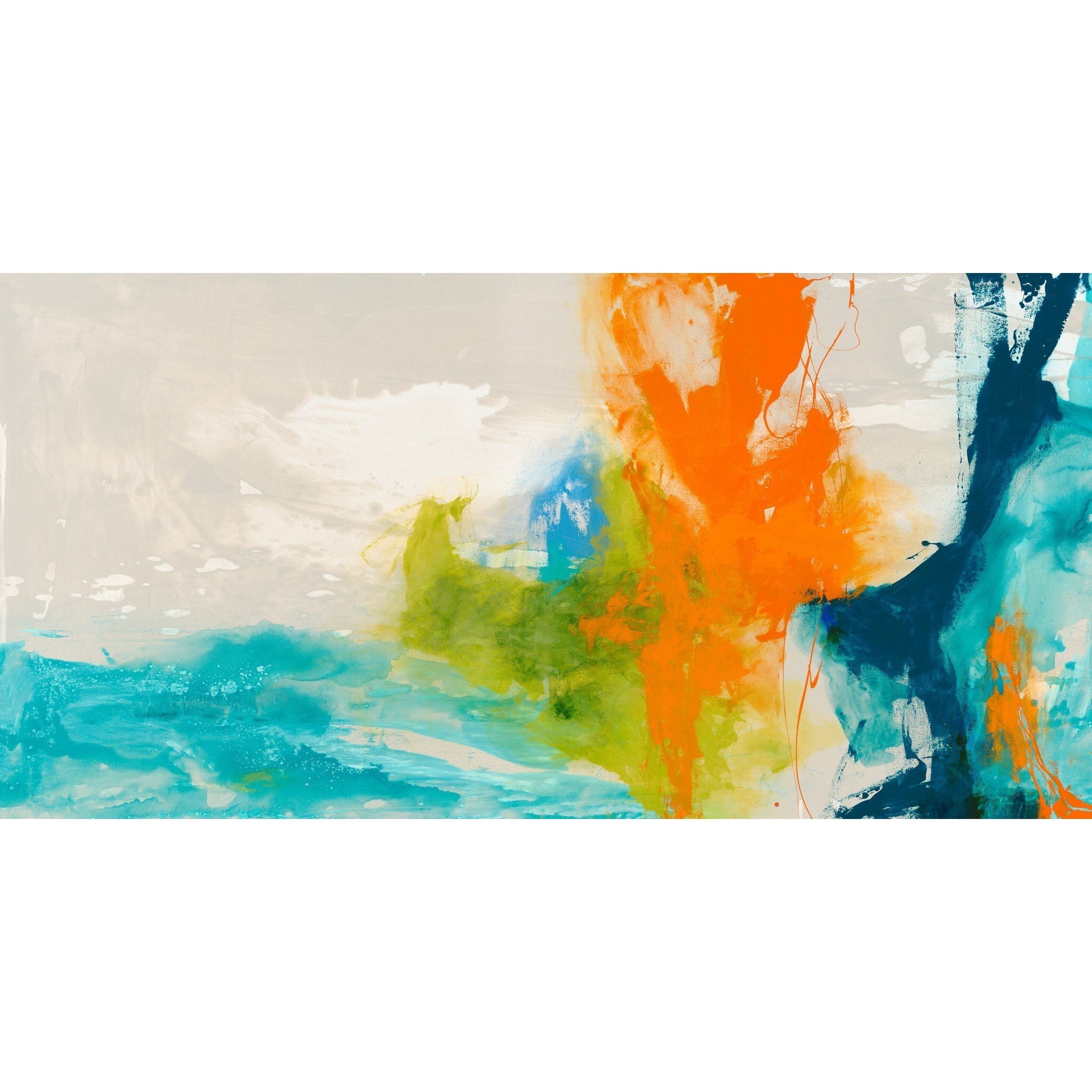 Tidal Abstract 1 Frameless Free Floating Tempered Glass Panel Graphic Wall Art