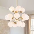 Tiered Milky White Glass Globe Sunburst Bubble Chandelier 26.4 In