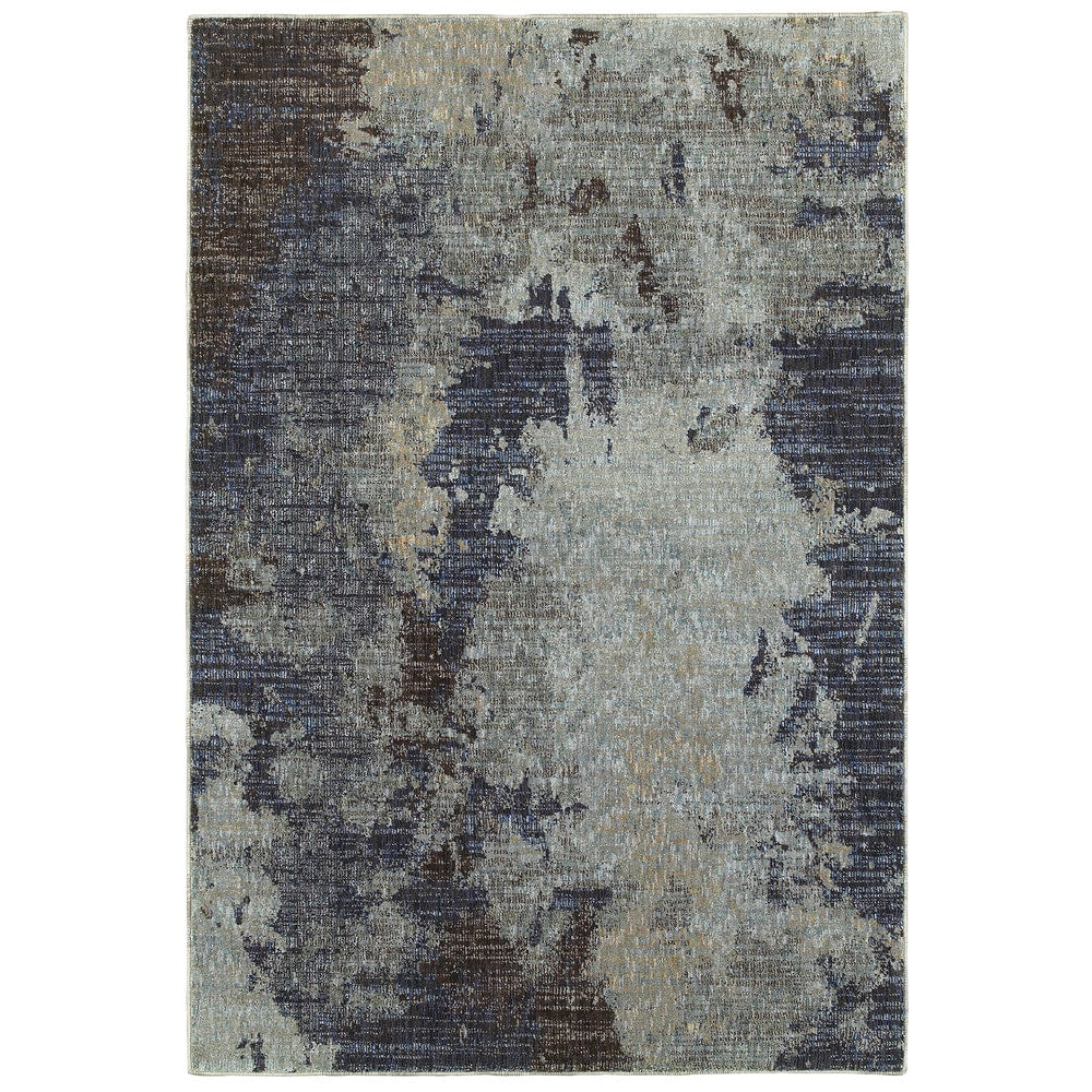 Tierra Navy Blue Abstract Area Rug 10X132 10 X 132