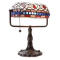 12 Inch Stained Glass Desk Lamp With Blue Gemstones
