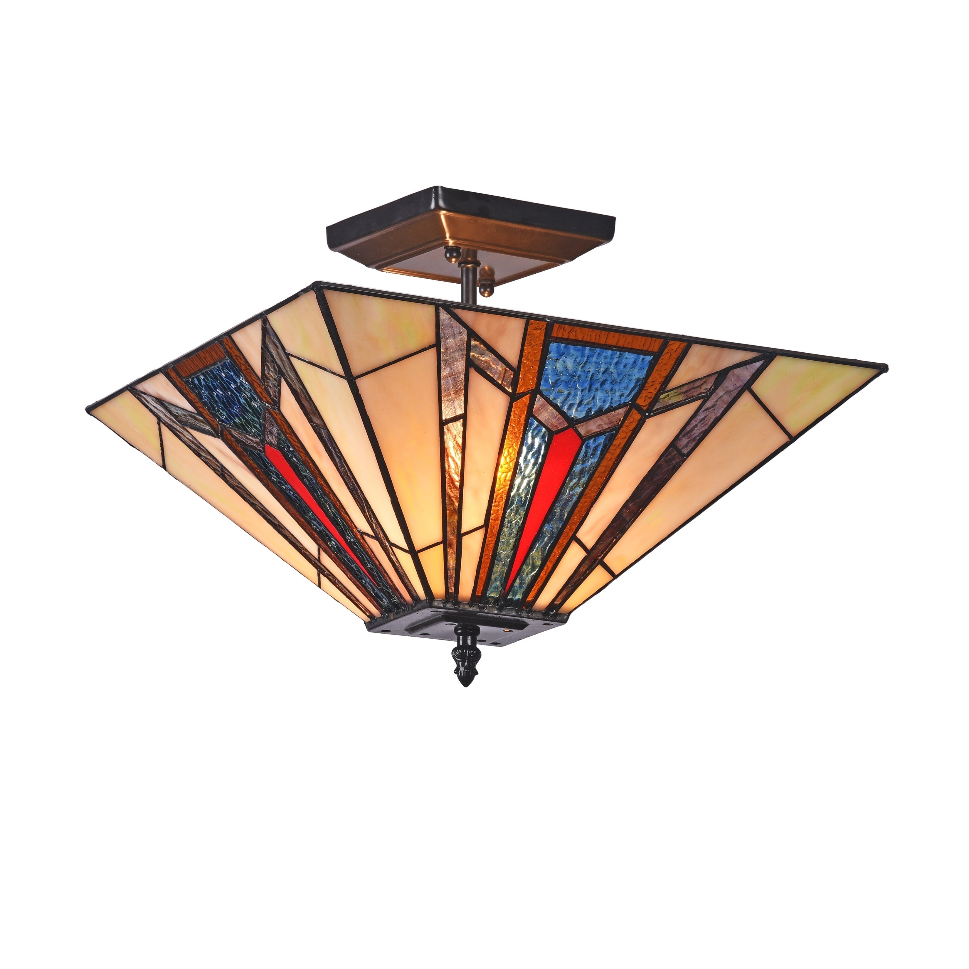 Tiffany Style 2 Light Blackish Bronze Semi Flush Mount