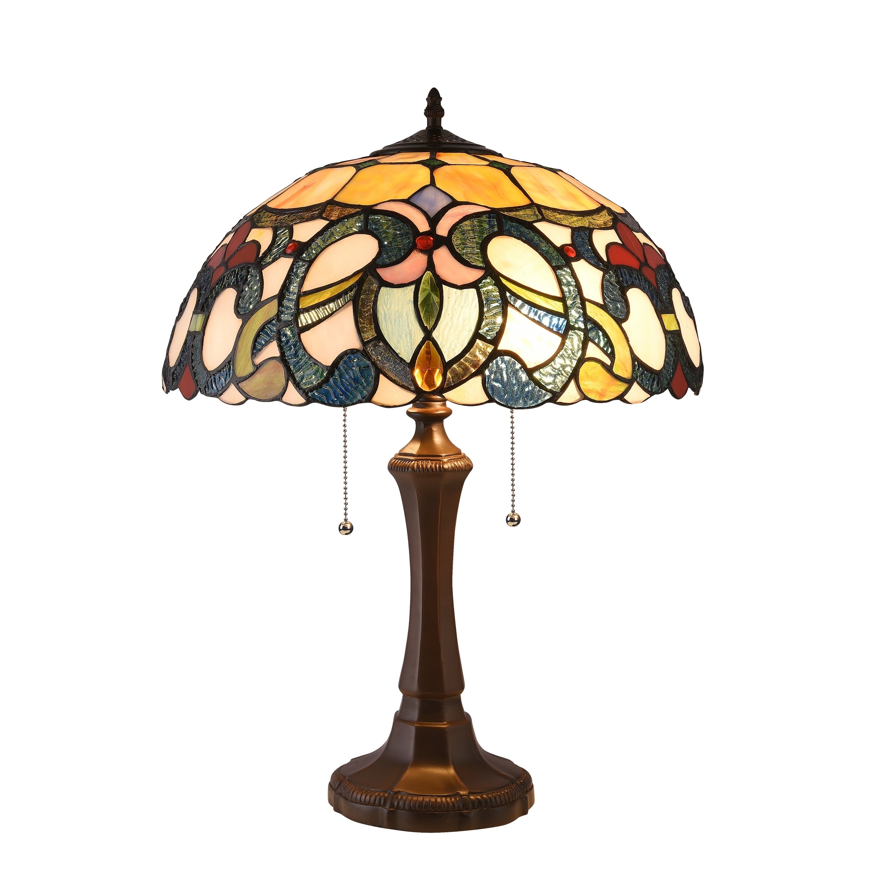 Gracewood Hollow Boneza Tiffany Style 2 Light Dark Bronze Table Lamp