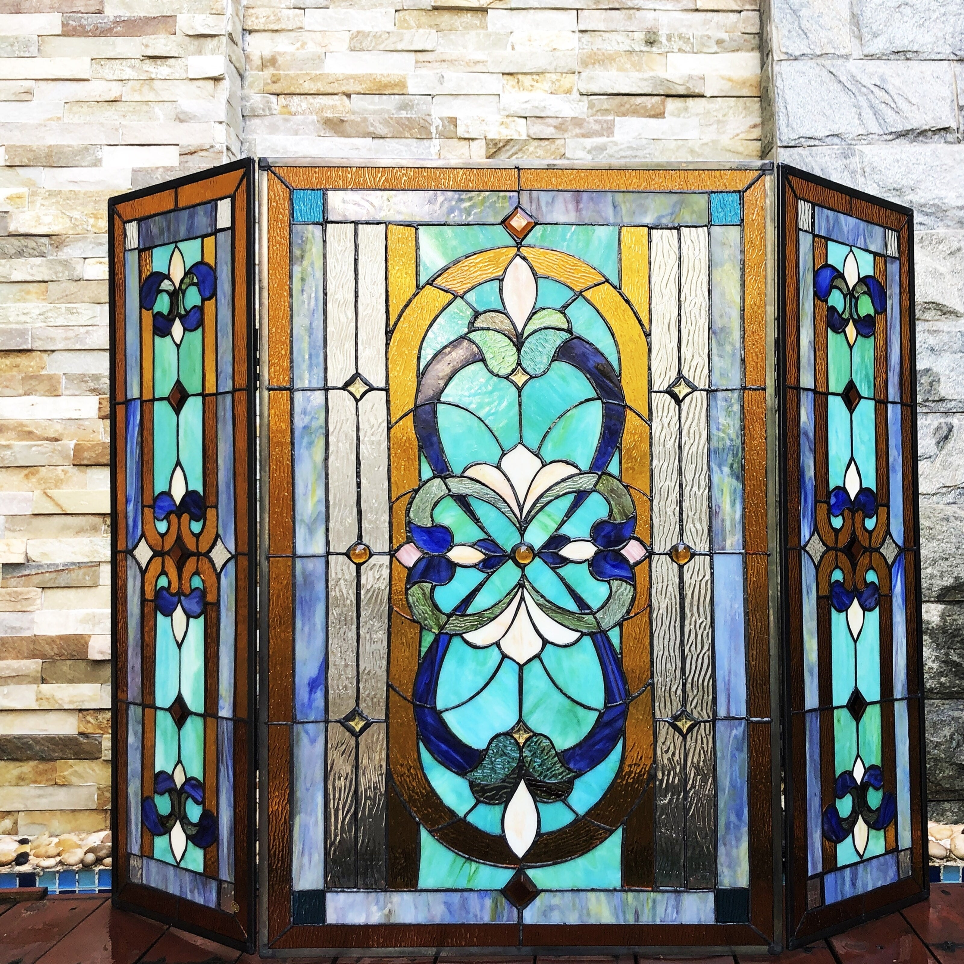 Gracewood Hollow Casper Multicolored 3 Panel Fireplace Screen