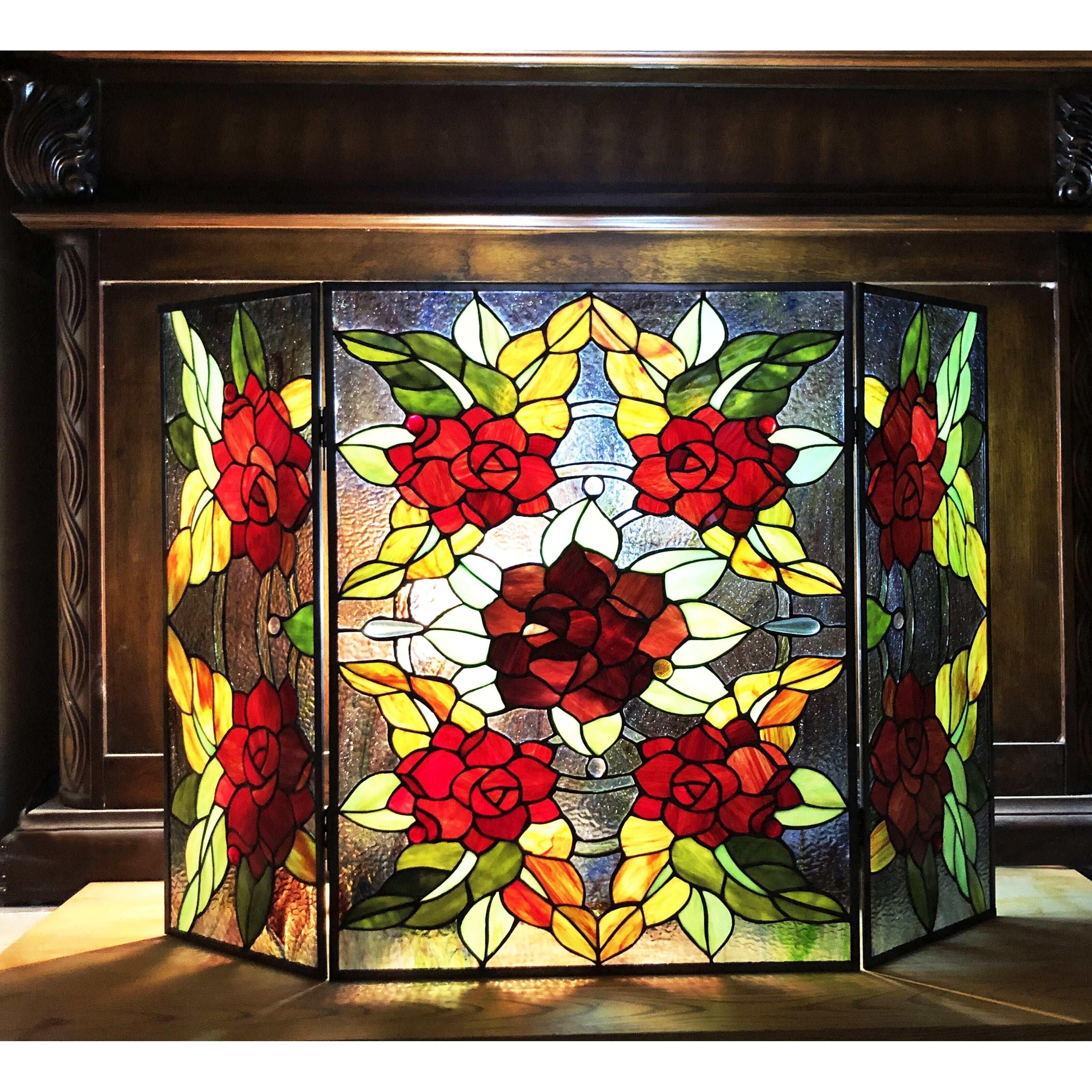 Gracewood Hollow Centina Multicolored Floral 3 Panel Fireplace Screen