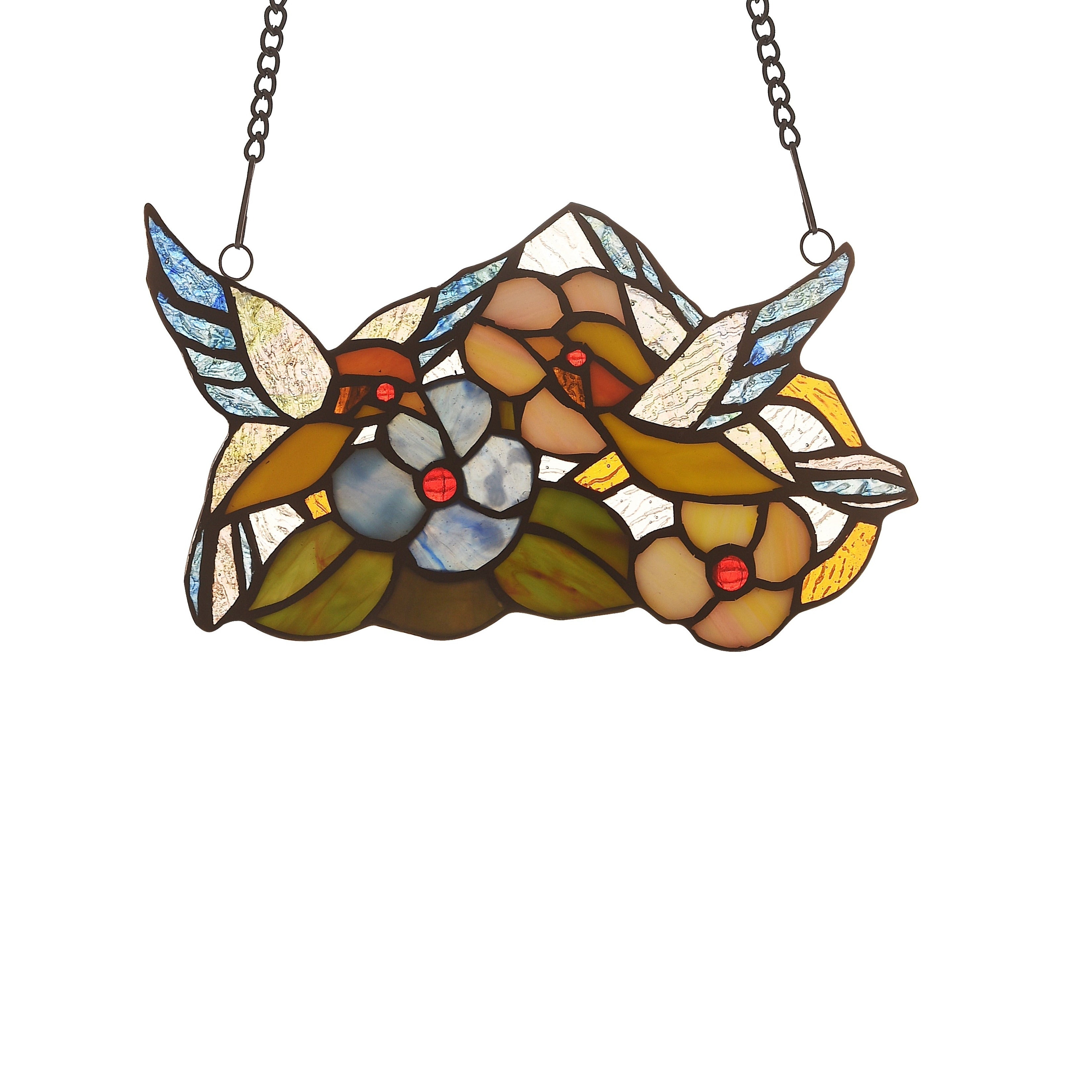 Tiffany Style Bird And Flower Design Suncatcher