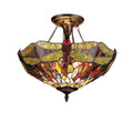 Chloe Tiffany Style Dragonfly Design 2 Light Flush Mount