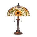 Tiffany Style Floral Design 2 Light Dark Bronze Table Lamp