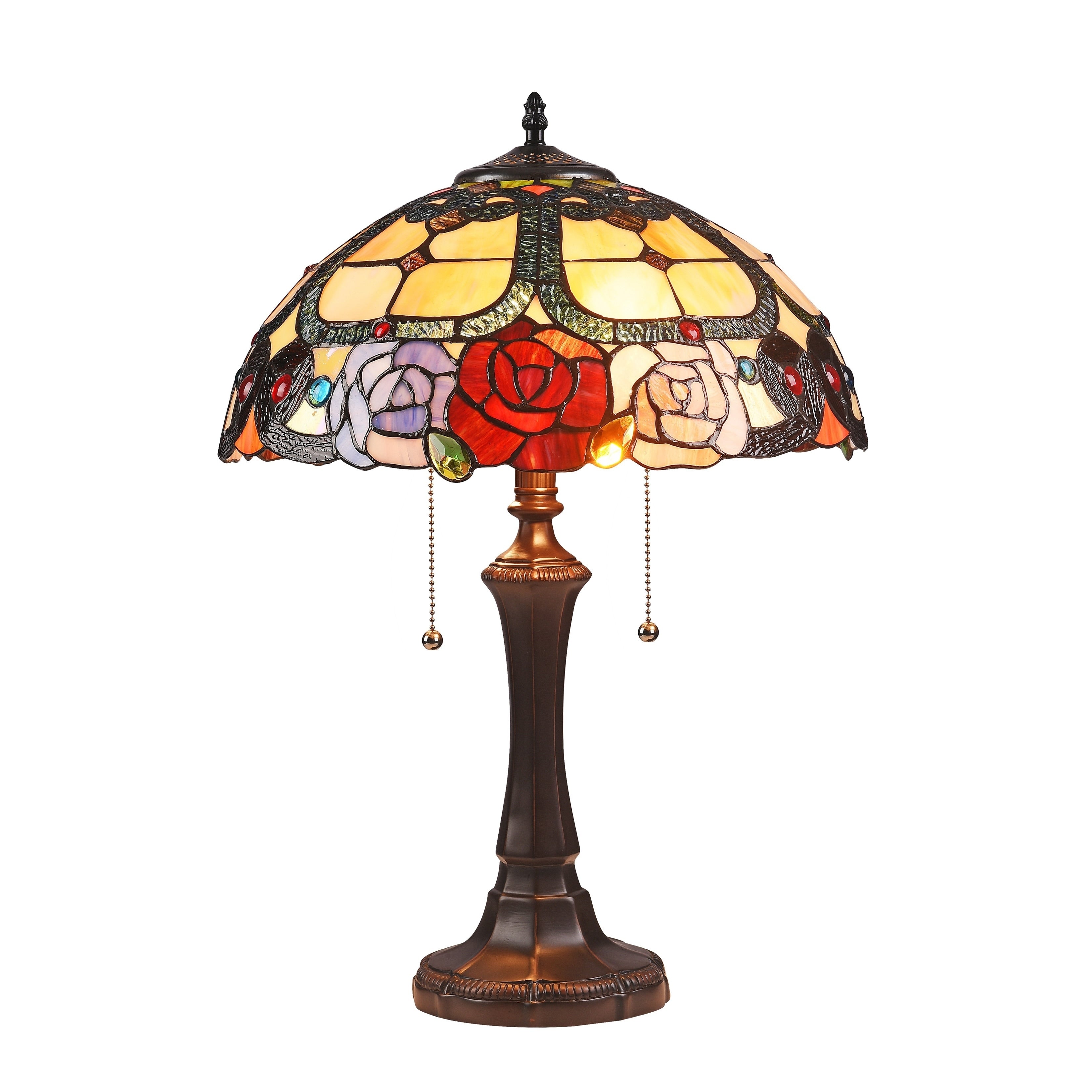 Tiffany Style Floral Design 2 Light Dark Bronze Table Lamp