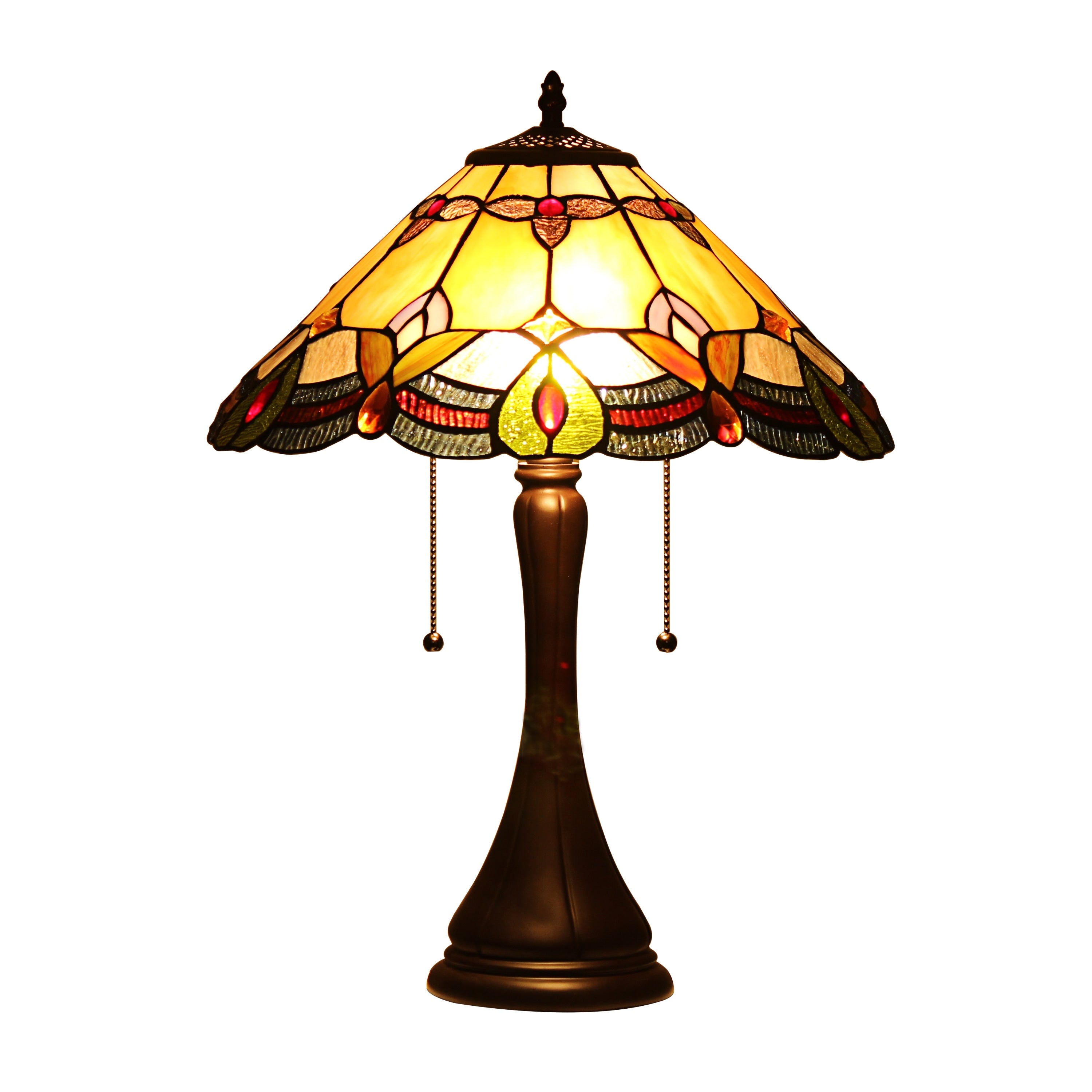 Tiffany Style Floral Design 2 Light Dark Bronze Table Lamp