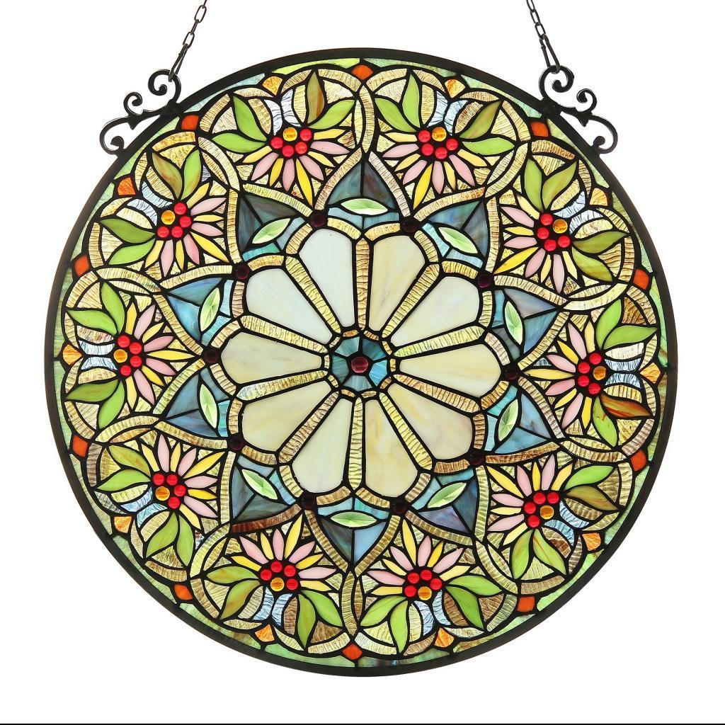 Chloe Tiffany Style Floral Design Stained Glass Window Panel