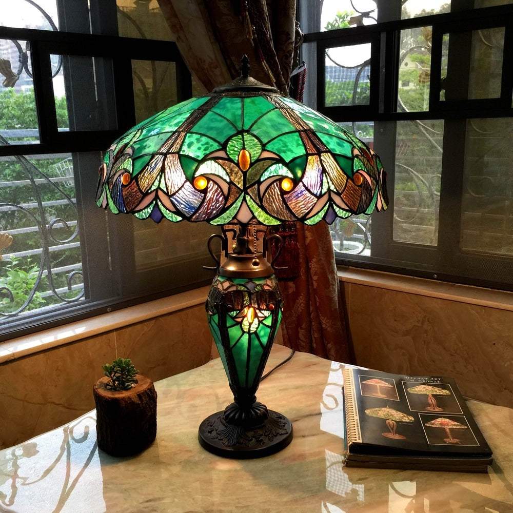 Chloe Tiffany Style Halston Double Lit 2 1 Light Table Lamp
