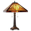 Chloe Tiffany Style Mission Design 2 Light Dark Antique Bronze Table Lamp