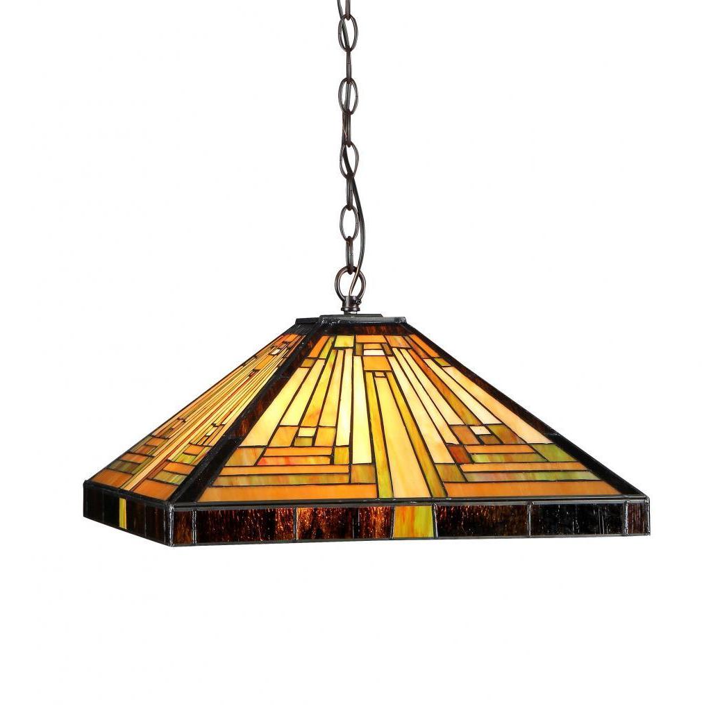 Chloe Tiffany Style Mission Design 2 Light Bronze Pendant