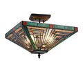 Gracewood Hollow Kamatenda 2 Light Mission Style Stained Glass Semi Flush Mount