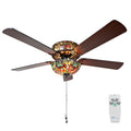 Tiffany Style Stained Glass Halston Spice Ceiling Fan