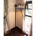 Gracewood Hollow Chopra Tiffany Style Antique Bronze Floor Lamp With Hanging Bowl Shade