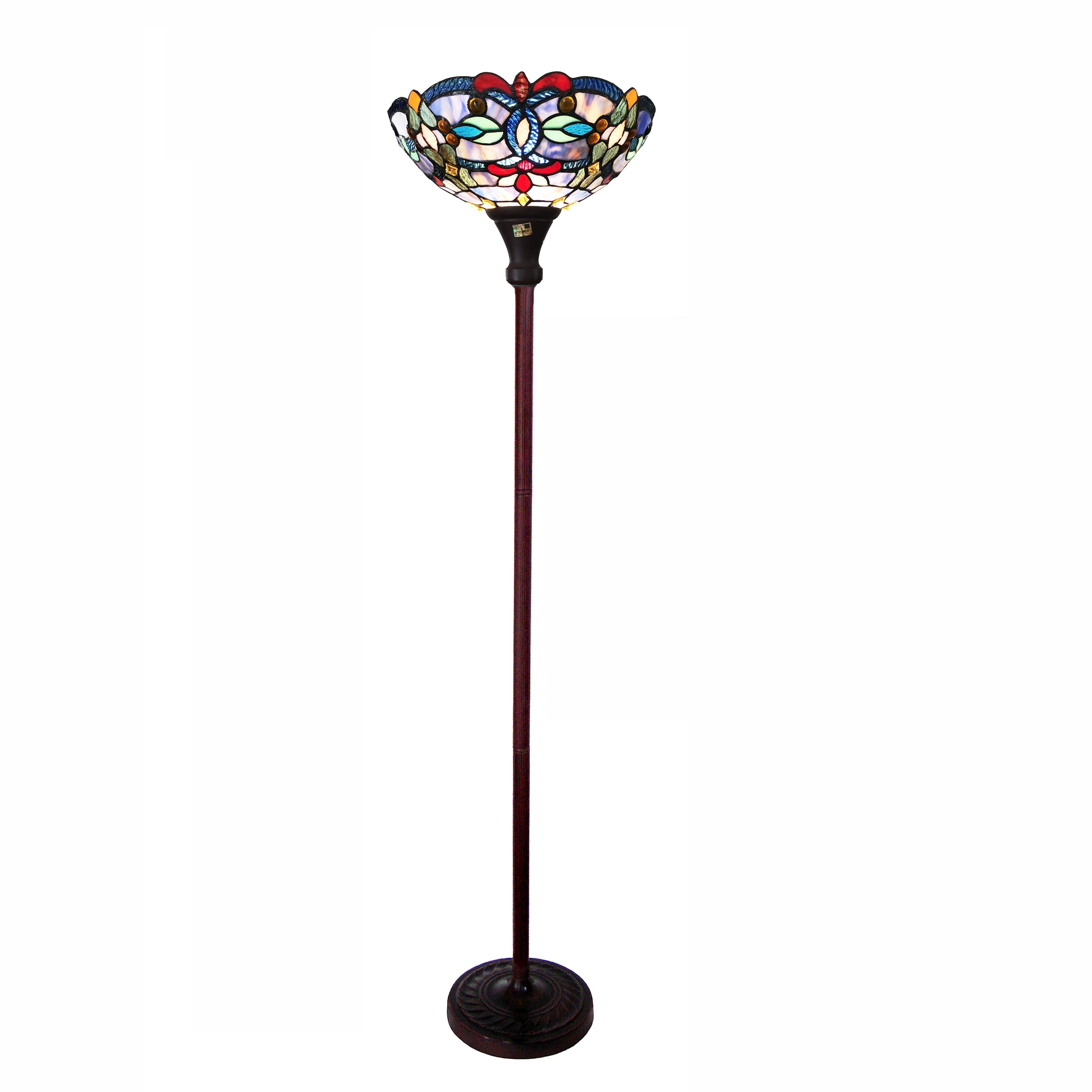 Gracewood Hollow Chopra Tiffany Style Antique Bronze Floor Lamp