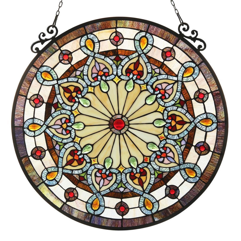 Chloe Tiffany Style Victorian Design Stained Glass Window Panel