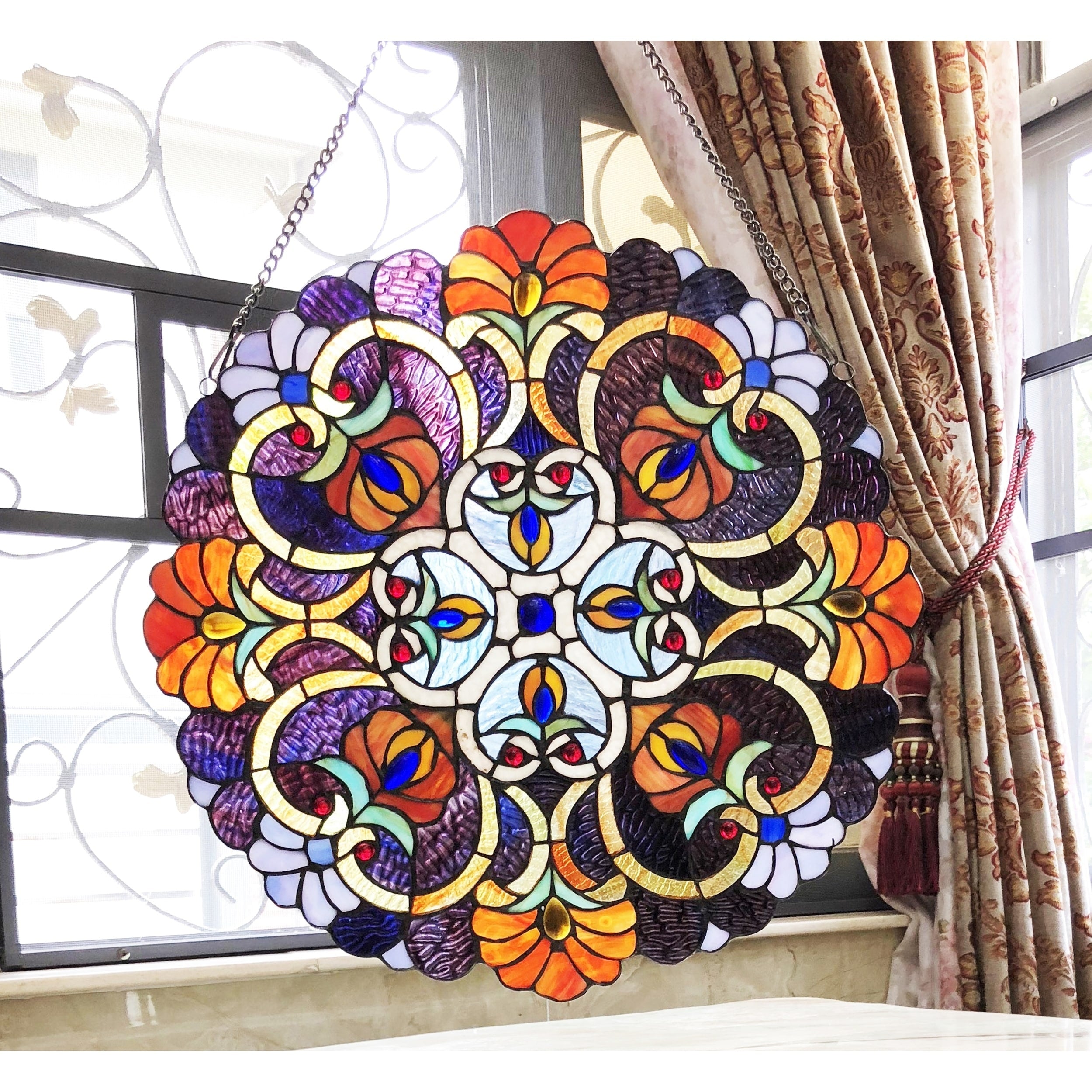 Chloe Tiffany Style Stained Glass Window Panel Suncatcher