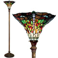 Tiffany Style Green Dragonfly Torchiere