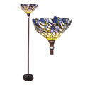 Tiffany Style Iris Bronze Torchiere Lamp