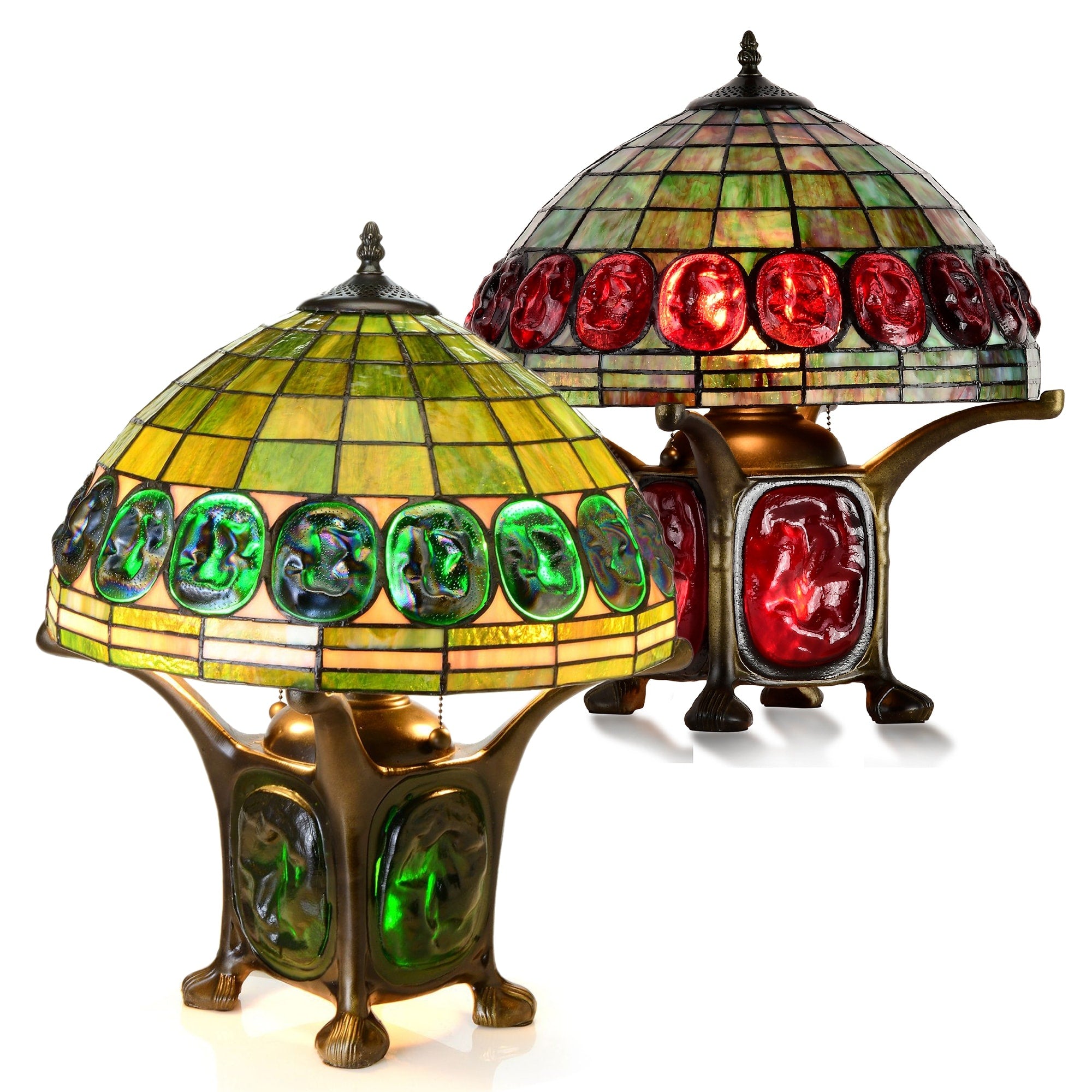 Tiffany Style Mika Turtleback Double Lit Table Lamp Optional Colors