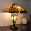Chloe Tiffany Style Mission Dark Bronze Double Lit 2 1 Light Table Lamp