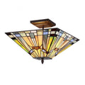 Copper Grove Cardareva Tiffany Style Mission Design Multicolor 2 Light Flush Mount
