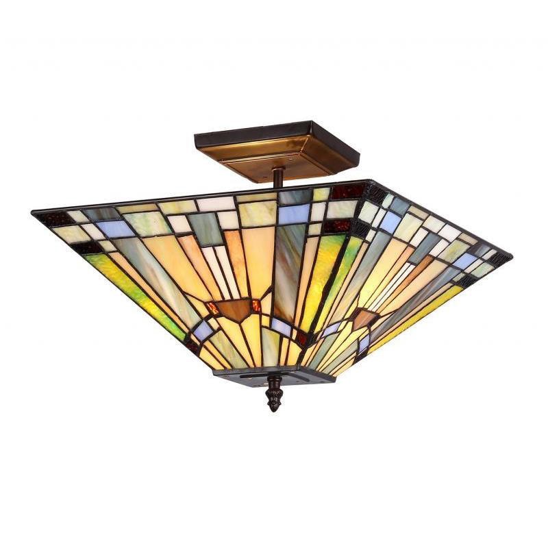Copper Grove Cardareva Tiffany Style Mission Design Multicolor 2 Light Flush Mount