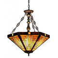 Chloe Tiffany Style Mission Design 3 Light Dark Antique Bronze Pendant