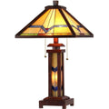 Chloe Tiffany Style Mission Design Double Lit 2 1 Light Dark Bronze Table Lamp