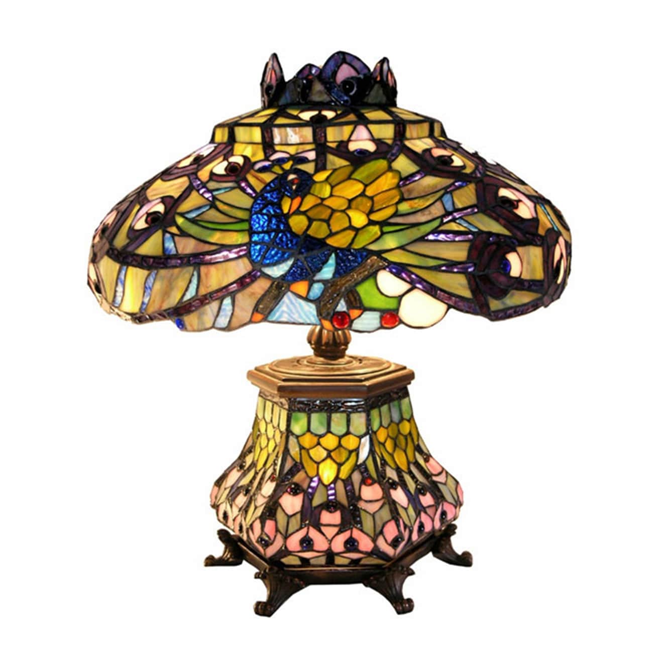 Tiffany Style Peacock Lantern Table Lamp