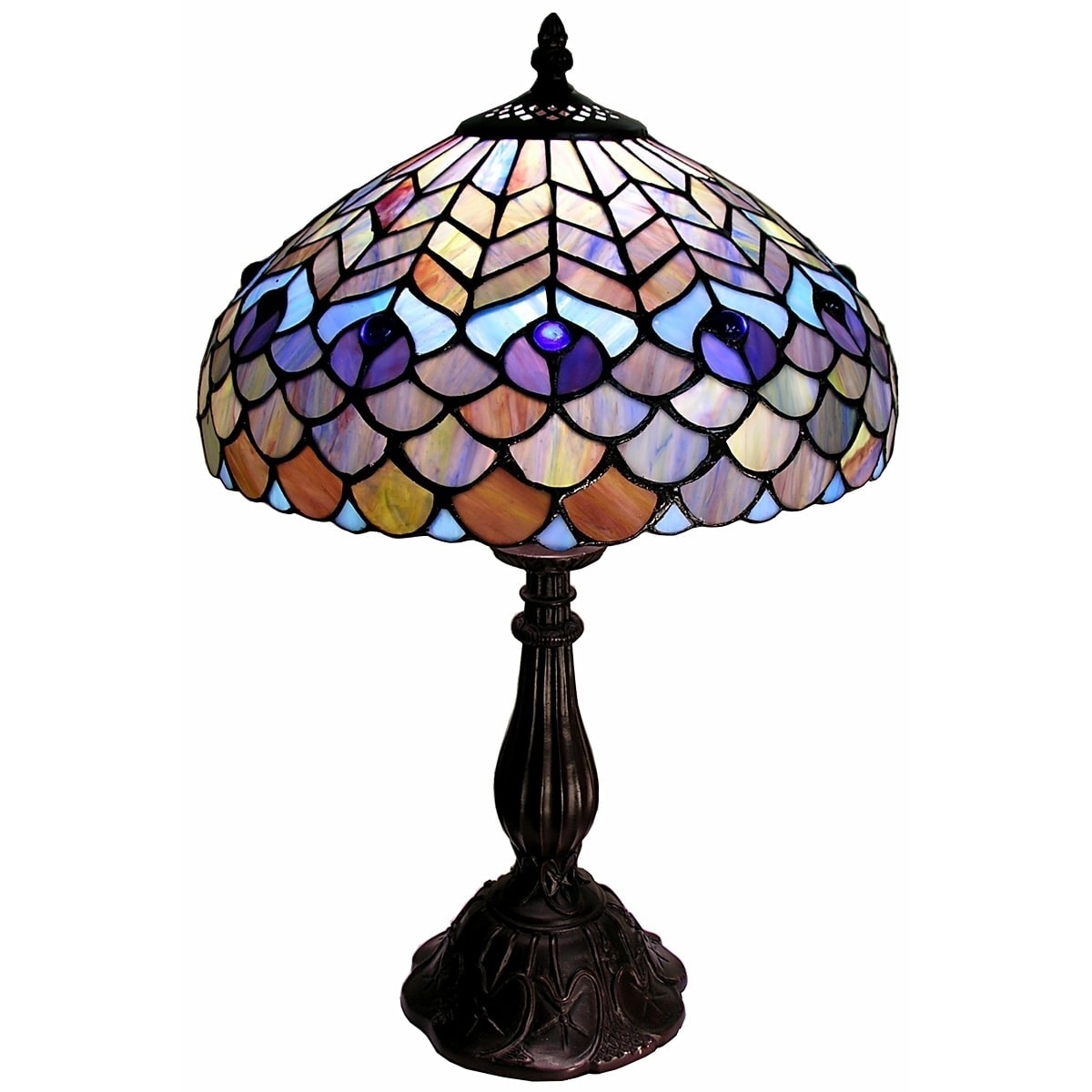 Warehouse Of Tiffany Tiffany Style Metal Glass Peacock Table Lamp