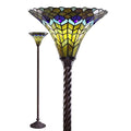Tiffany Style Peacock Torchiere