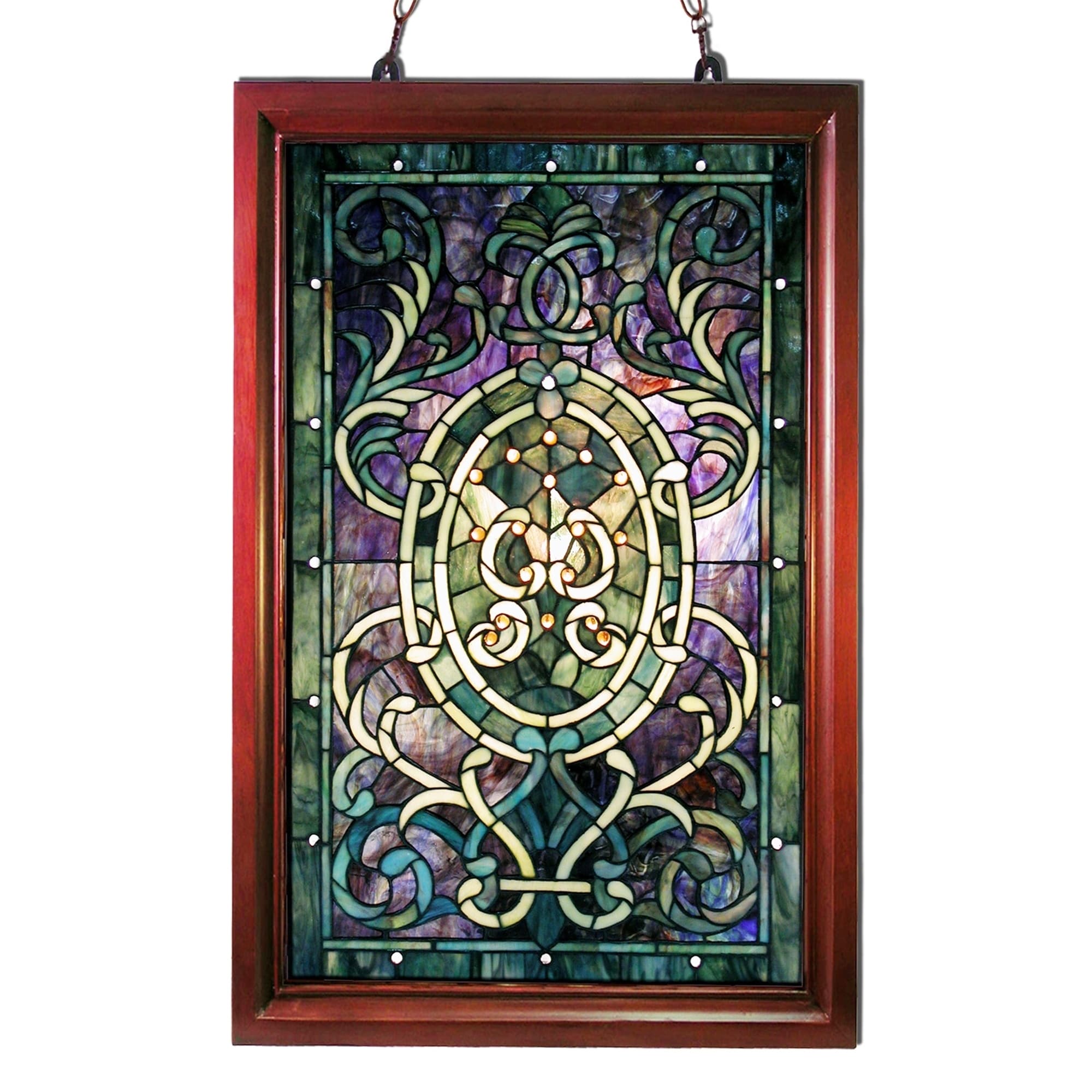 Warehouse Of Tiffany Purple Wooden Frame Tiffany Style Window Panel